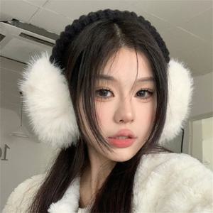 귀여운 플러시 모피 헤드폰 여성 겨울 따뜻한 귀마개 부드러운 캐시미어 솔리드 모피 귀마개 패션 남여 귀 커버 야외 용품