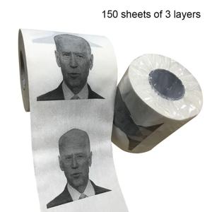 Joe Biden 패턴 변기 종이 롤 노벨티 선물, 욕실 종이 타월, 재미있는 홈 페이퍼 150 매, 1 롤