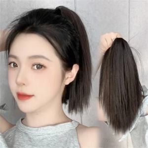 트렌디한 여성용 짧은 스트레이트 헤어 가발, 부드러운 포니테일 헤어 익스텐션, 현실적인 내추럴 패션, 30cm