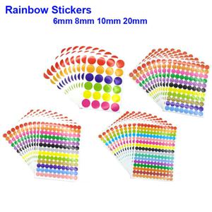 6mm 8mm 10mm 20mm 라운드 스팟 서클 씰링 Stiker 종이 라벨 컬러 도트 스티커 접착 패키지 라벨 파티 장식