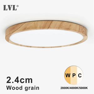 LVL LED 천장 조명 우드 그레인 & 화이트 3 in 1 조명 색상 홈 조명 주방 침실 욕실 원형 매립형 천장 램프