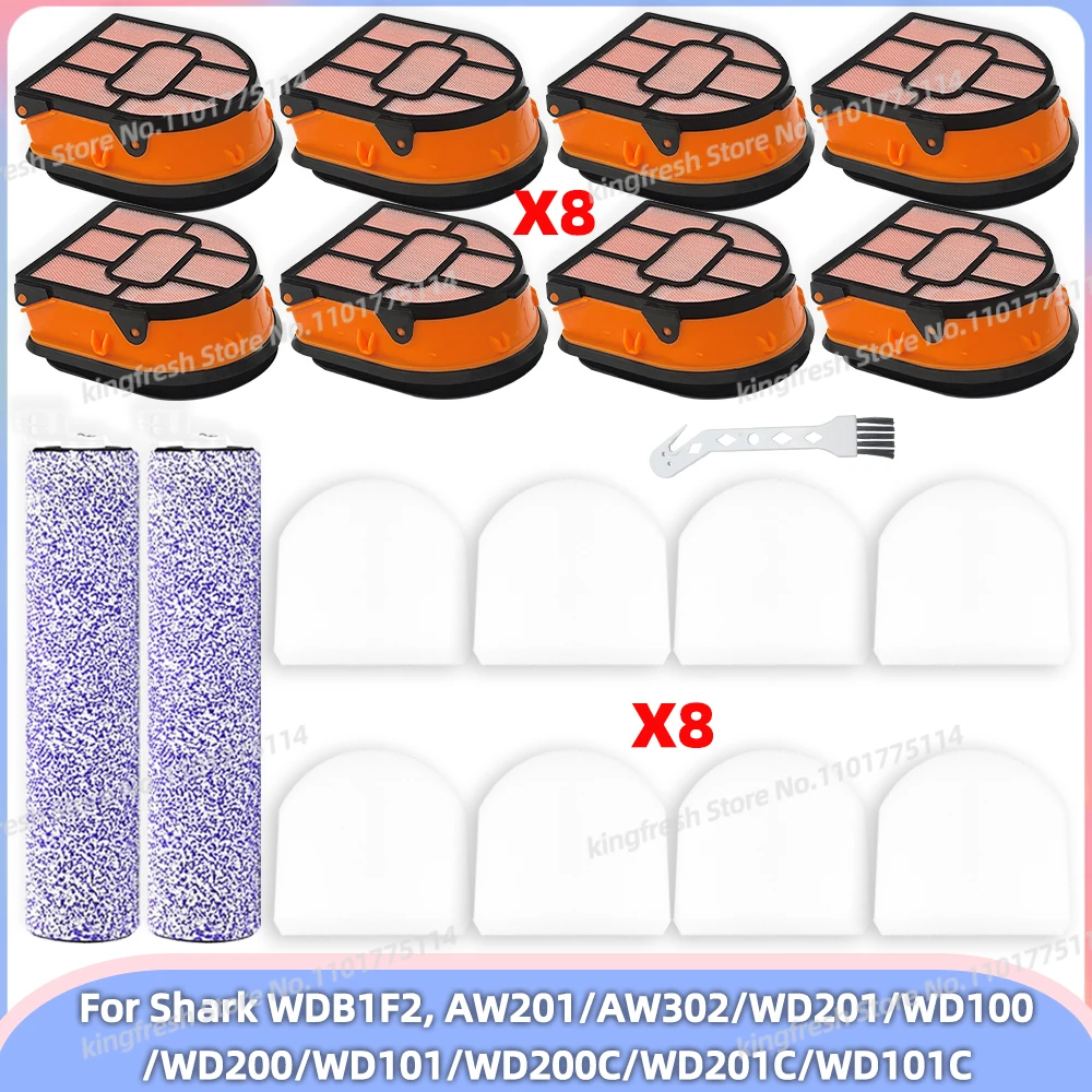 상어 WDB1F2 HydroVac AW201 AW302 WD201 WD100 WD200 WD101 WD200C WD201C WD101C HydroVac 진공 부품 브러시 롤러 필터에 적합