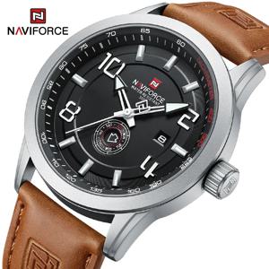 NAVIFORCE 트렌드 캐주얼 손목 시계 남성용 군사 스포츠 방수 가죽 스트랩 남성용 시계 석영 달력 남성용 시계