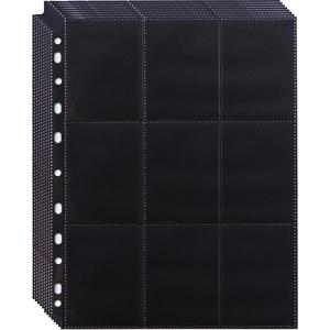 50Pcs 9 포켓 페이지 보호기 카드 게임 야구 카드 바인더 블랙 11 홀 양면 카드 슬리브 앨범 바인더 시트