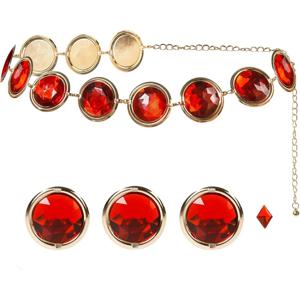 레드 보석 허리 벨트 코스프레 스톤 체인 서양 벨트, 조절식 할로윈 라인석 벨트, 소품용 코스튬 액세서리