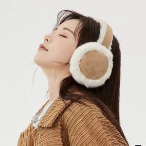 여성용 따뜻하고 다크 브라운 스웨이드 플러시 귀마개, 부드럽고 두꺼운 귀마개, 따뜻한 겨울 착용