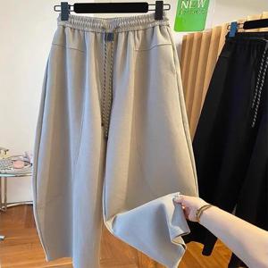 플러스 사이즈 300파운드 단색 바나나 팬츠 여성용 봄 가을 다용도 루즈 캐주얼 스카이트 팬츠 롱 트라우저