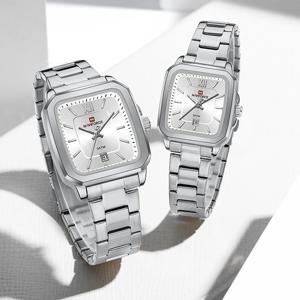 NAVIFORCE 여성용 방수 시계, 커플 스틸 스트랩, 쿼츠 달력 손목시계, 소녀 시계, Relogio Feminino 선물