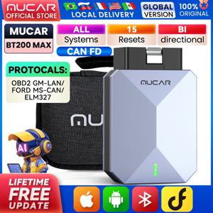 MUCAR BT200 MAX CAN FD OBD2 스캐너 15가지 리셋 기능 AI 자동차 진단 도구 모든 시스템 자동 스캔 양방향 제어 무료 업데이트