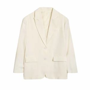 여성용 라펠 긴소매 싱글 브레스티드 장식 가을 겨울 신상 단색 수트 재킷