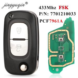 Jingyuqin 433MHz FSK PCF7961A ID46 Renault Clio III Clio 3 Kangoo Master Modus Twingo 2006-2016 용 원격 키 뒤집기 7701210033