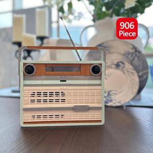크리 에이 티브 DIY 1970 년대 트랜지스터 레트로 라디오 모델 빌딩 블록-음악 테마 홈 장식 및 선물용 교육 조립 장난감