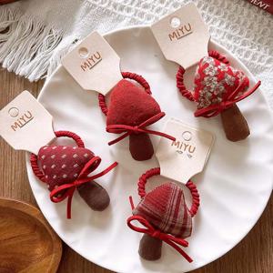 여아용 귀여운 빨간 버섯 탄성 헤어 밴드 머리핀, 패션 빈티지 어린이 크리스마스 헤드 액세서리, 1 개