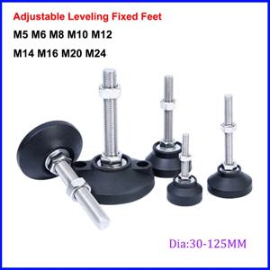1Pcs 조정 가능한 가구 글라이드 레벨링 고정 피트 패드 직경 30-125MM 나일론베이스 조인트 스레드 M5 M6 M8 M10 M12 M14 M16 M20 M24