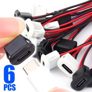 6/2PCS Type-C 암 2Pin USB 커넥터 유형-C 암 소켓으로 방수 고속 충전 잭 충전 포트 USB-C 충전기 플러그