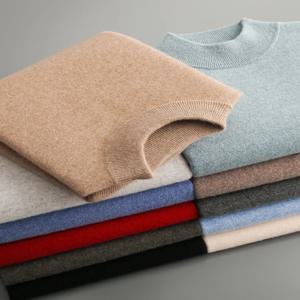 ANGEL 남성용 100% 메리노 울 스웨터 모의 목 풀오버 가을 겨울 스마트 캐주얼 캐시미어 니트웨어 기본 남성 의류상의