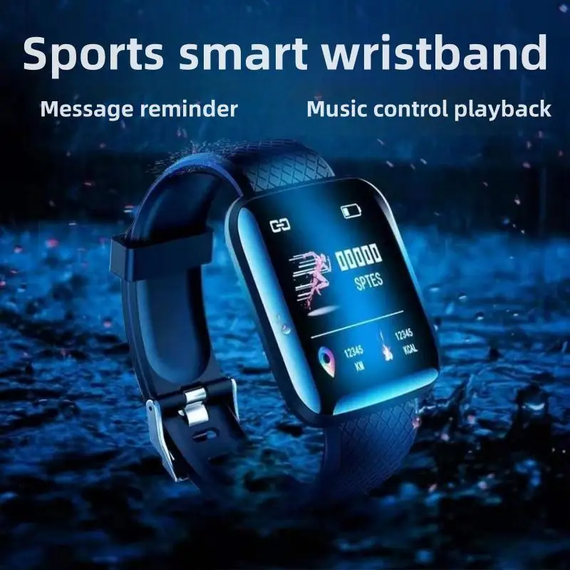 스마트 시계 스포츠 피트니스 팔찌 제어 음악 메시지 표시 보수계 블루투스 연결 Smartwatch 116 알람 시계 날씨