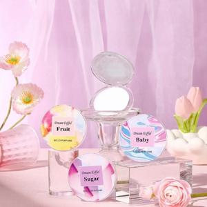 1pc여성용 밤 여행 미니 휴대용 포켓 솔리드 향수 오래 지속되는 향수 날짜 향수 꽃 과일 캔디 코코넛 바닐라