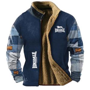 론즈데일 남성용 겨울 퍼 칼라 코튼 재킷, 플러시와 두꺼운 홍콩 스타일 레트로 트렌드 추가, 루즈하고 캐주얼한 스타일