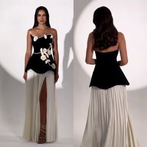 맞춤형 저지 꽃 주름 끈이 없는 A 라인 롱 드레스 맞춤형 행사 우아한 파티 결혼식 정장 저녁