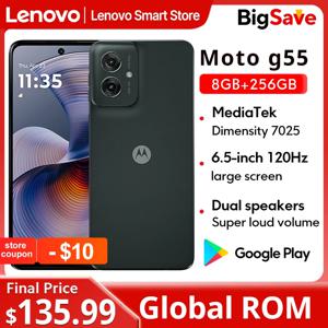 모토로라 MOTO G55 스마트폰 오리지널 글로벌롬 6.5인치 120Hz 디스플레이 미디어텍 디멘시티 7025 CPU 256GB 50MP 휴대폰