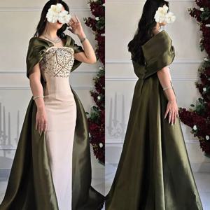 맞춤형 저지 비즈 오프 숄더 스트레이트 롱 드레스 맞춤형 행사 저녁 우아한 파티 스파클 고품질