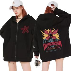 Eddie Munson The Demogorgon 지퍼 후드 남성 여성 Cannibal Flower Monster 프린트 카디건 후드 티셔츠 하라주쿠 streetwear