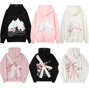 일본 Y2K 하라주쿠 귀여운 벚꽃 그래픽 프린트 오버 사이즈 후드 티 남성 여성 패션 캐주얼 풀오버 스웨트 자켓 탑