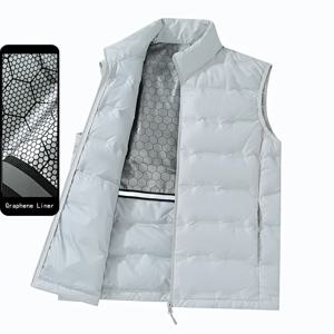 90% 화이트 덕 다운 겨울 커플 조끼 민소매 퍼퍼 자켓 그래핀 라이너 스탠드 칼라 따뜻한 다운 조끼 코트 빅 사이즈 6XL