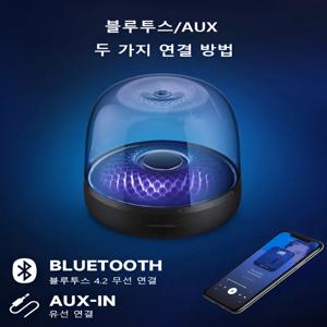 블랙 투명 화려한 크리스탈 무드등 스피커 하만현 컬러 데스크톱 스피커 4세대 무선 블루투스 스테레오 스피커 무드 라이트 스피커