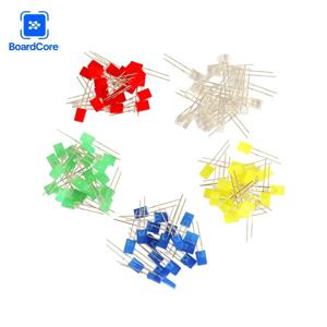 100개/세트 2x5x7mm 사각형 LED 다이오드 세트 5가지 색상 짧은 다리 발광 다이오드 LED 인라인 램프 비즈 DIY 전자 키트