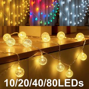 5V 1.5m 3m 6m10m 버블 볼 LED 스트링 요정 조명 USB/배터리 전원 웜 화이트/RGB 웨딩 크리스마스 파티 홈 장식