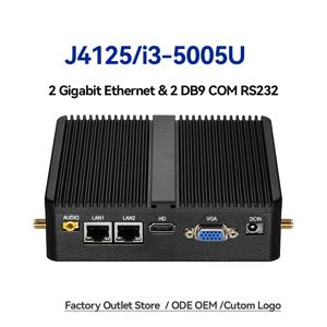 산업용 팬리스 미니 PC 셀러론 J6412 코어 i3-5005U 듀얼 LAN 2*COM HDMI WIFI 윈도우 10 넷탑 오피스 컴퓨터 미니PC 데스크탑