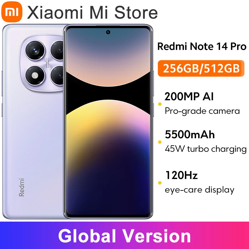 글로벌 버전 샤오미 레드미 노트 14 프로 스마트폰, 200MP AI 카메라, 5500mAh NFC 헬리오 G100-Ultra, 6.67 인치 AMOLED 디스플레이