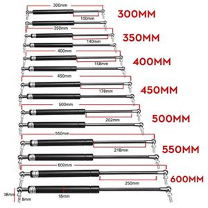 Qty(2) 300-600mm 300N 범용 리프트 지지대 전면 보닛 후드 후면 트렁크 테일게이트 부츠 충격 리프트 스트럿 지지대 가스 스프링