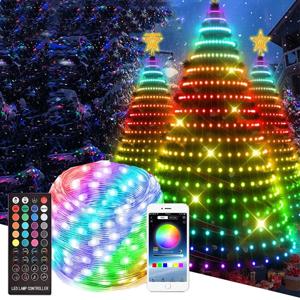 지능형 크리스마스 트리 스프라이트 스트링 라이트, RGB IC 블루투스 DIY LED 방수 스트링 라이트, USB 크리스마스 라이트, 40M