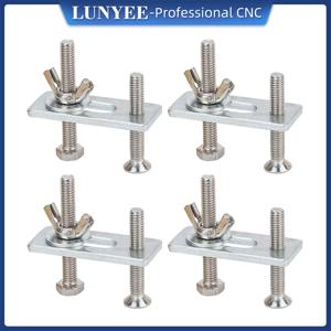 4 Pcs T-트랙 홀드 다운 클램프 키트 테이블 톱 조각 용 프레스 플레이트 3018 시리즈 CNC 라우터 기계와 호환 가능