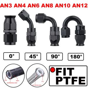 유니버설 스트레이트 0 45 90 180 학위 AN3 AN4 AN6 AN8 AN10 AN12 자동차 호스 엔드 피팅 호스 어댑터 회전 PTFE 오일 연료 라인