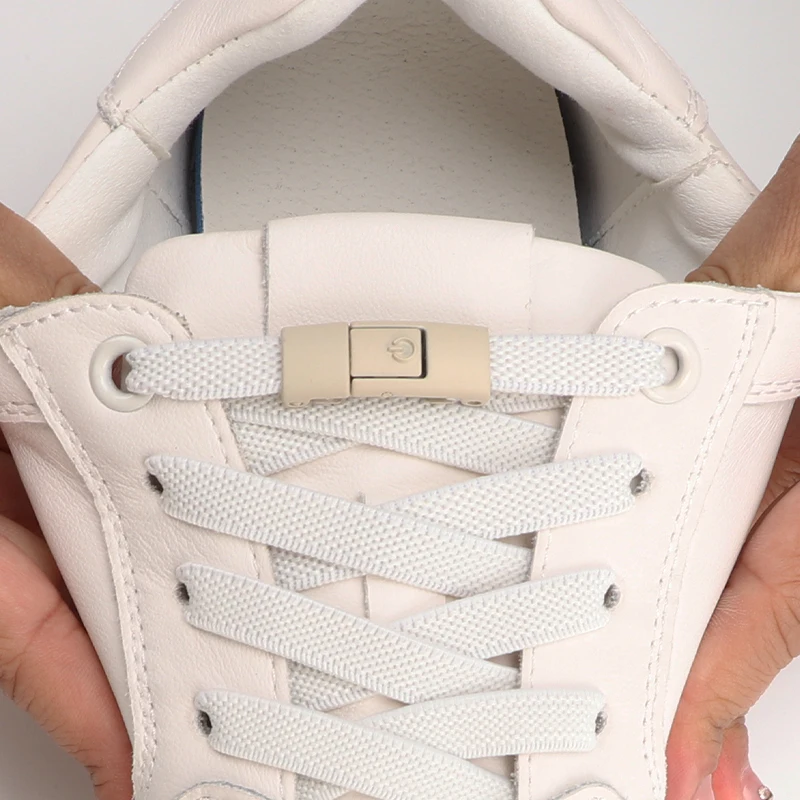 탄력 있는 레이스 운동화 다채로운 프레스 잠금 신발끈, 넥타이 없는 신발 끈, 8mm 넓어진 플랫, 어린이 성인 신발 끈