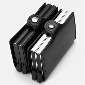 대용량 이중 레이어 ID 신용 카드 홀더 RFID 차단 보호 마법 지갑 남성용 탄소 섬유 카드 홀더 케이스