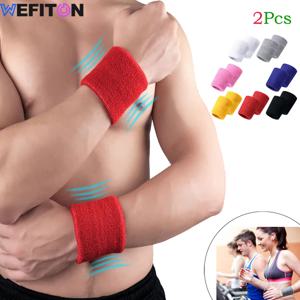 2Pcs 스포츠 및 야외 이중 손목 땀 손목 밴드 2겹 두께 테리 천 수분 흡수 달리기 운동 축구