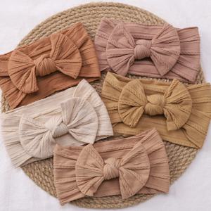 1PC 스트라이프 Bowknot 아기 머리띠 솔리드 컬러 부드러운 탄성 어린이 Headwrap 아기 소녀 헤어 액세서리