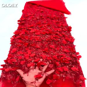 아프리카 나이지리아 우아한 3D 자수 골드 파우더 스프링클 레이스 원단 프랑스 튤 스톤 장식 파티 웨딩용