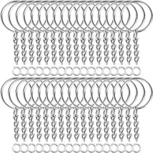 30pcs 실버 도금 금속 빈 열쇠 고리 키 체인 분할 열쇠 고리 체인 등반 버클 Carabiner 키 체인 링 액세서리