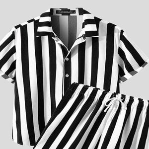 남성용 반팔 셔츠와 비치 반바지, 캐주얼 세트, 스트리트 반바지, 2024 여름 신상