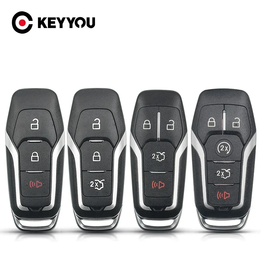 KEYYOU Keyless Go 스마트 원격 자동차 키 쉘 케이스 Ford Fusion Explorer Edge Mustang Mondeo Kuka 2013-2018 용 3/4/5 버튼