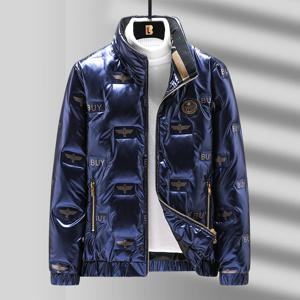 반짝 이는 다운 재킷 남자 겨울 방수 독수리 다운 재킷 솔리드 스탠드 칼라 클래식 Pleated 따뜻한 겨울 재킷 남성