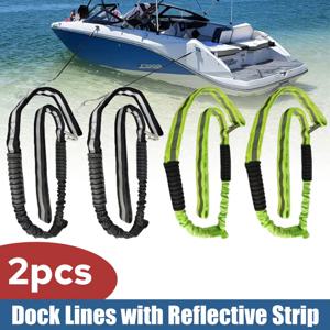 다색 형광 탄성 해양 도크 라인 타이, 카약 수상정 제트 스키 폰툰 카누 파워, 반사 스트립 포함, 2 개