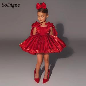 SoDigne 새틴 A 라인 심플 플라워 걸 원피스 민소매 O-넥 스커트, 소녀 파티 드레스, 2025 우아한 키즈 가운, 맞춤형