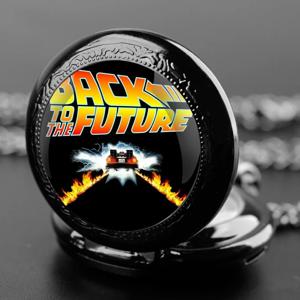 미래로 돌아 가기 빈티지 빈티지 유리 돔 석영 주머니 시계 체인 목걸이 남성과 여성을위한 독특한 펜던트 선물